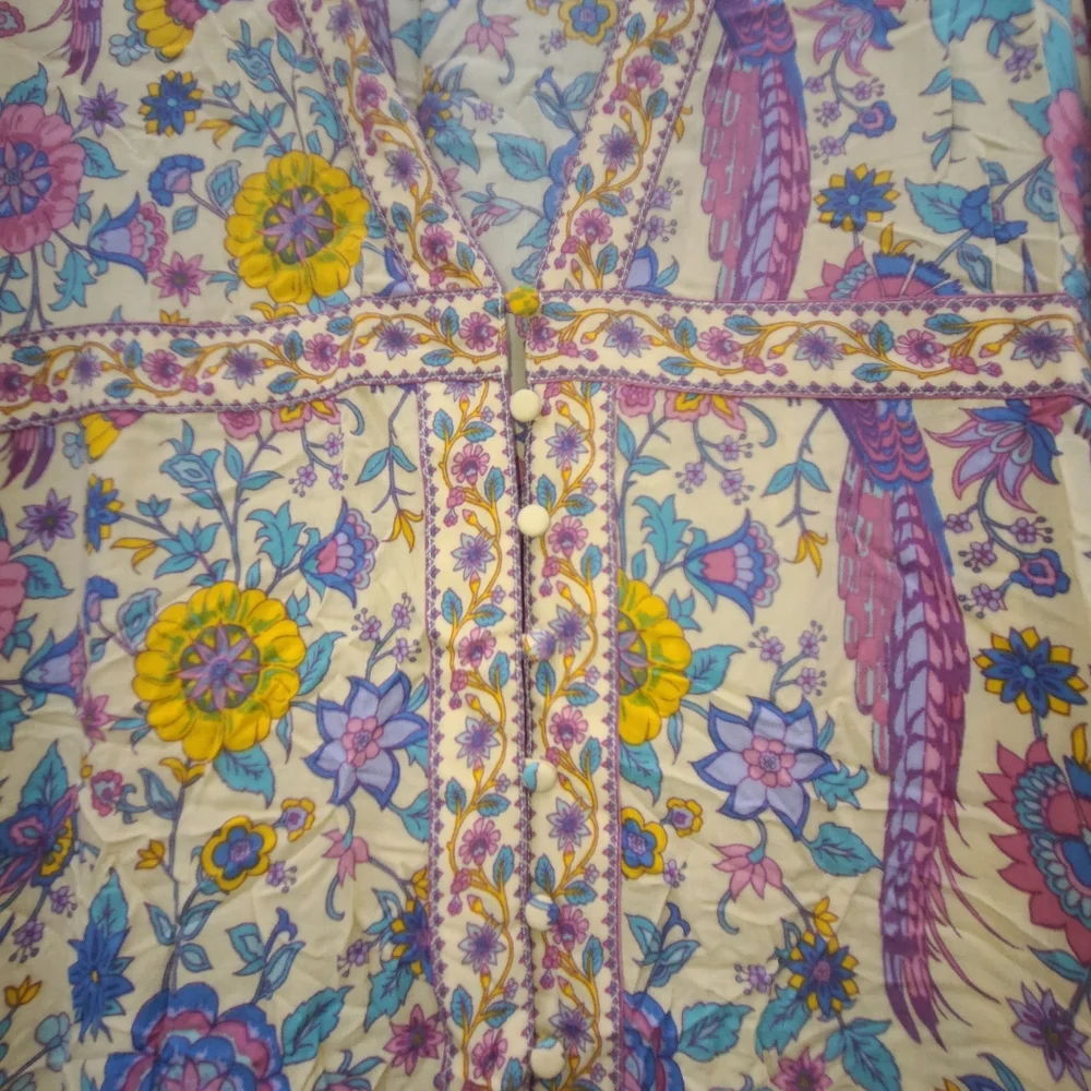 Spell Sample Lovebird Maxi Dress Gown Kimono Robe Duster S Chamomile OOAK NWOT - Picture 5 of 14